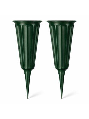 Green Cemetery Vase With Spike Set Of 2 Grave Flower Holder Memorial Vase Ground